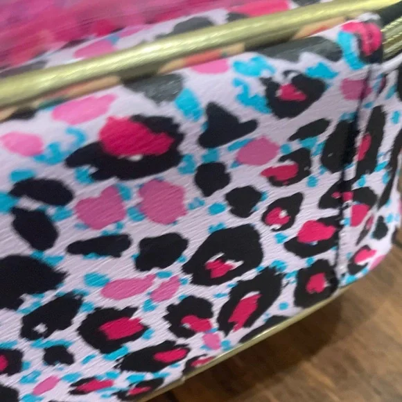 JUICY COUTURE Pink Leopard Pattern PURounded Makeup Case Organizer